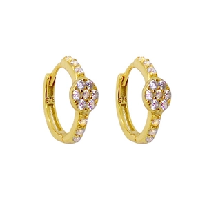 Minimalist S925 sterling silver gold hoop earrings with sparkling zircon flower cluster