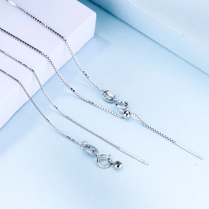 925 Sterling Silver Box Chain Necklace For Women Adjustable Sliding Bead Minimalist Thin Choker Fashion Jewelry Universal