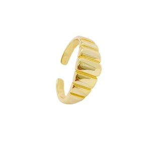 925 Sterling Silver Croissant Ring For Women Open Adjustable Ribbed Wave Texture Minimalist Fashion Jewelry Finger Ring Gift