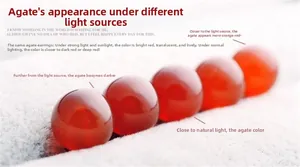 Macro shot of polished red agate beads showing translucent texture and glossy finish