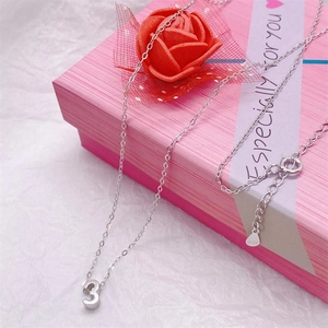 S925 sterling silver necklace featuring a lucky number 3 pendant on a pink gift box