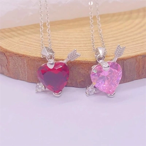 925 Sterlingsilber Cupid Pfeil Herz Anhänger Halskette Romantische Strass Herz Choker Schmuck Für Damen Valentinstag Geschenk