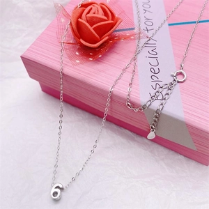 Elegant S925 sterling silver chain necklace featuring a lucky number 6 pendant on a gift box