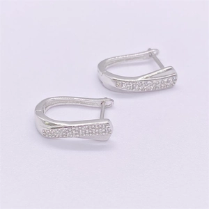 Boucles d'oreilles créoles en argent S925 en forme de U serties de zircons cubiques