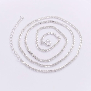 Polished S925 sterling silver wheat chain necklace with adjustable spring clasp closure