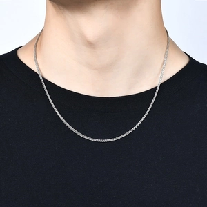 Elegant S925 sterling silver Chopin chain necklace for couples on a black t-shirt
