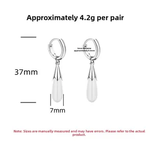 Detail view of S925 silver earrings with dimensions and weight specs on white background