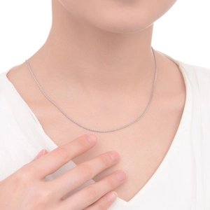 S925 sterling silver Chopin chain necklace shown on neck for minimalist fashion