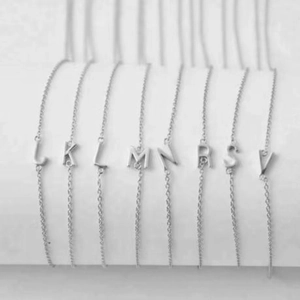 Minimalist S925 sterling silver initial necklaces with polished capital letters on O-chains