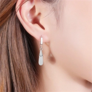 Elegant S925 sterling silver drop earrings with sleek waterdrop pendants on ear loops