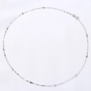Elegant S925 sterling silver snowflake necklace with delicate beads on white background