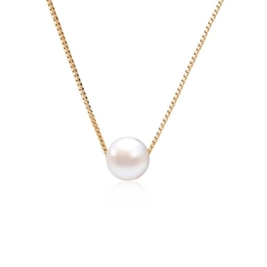 Elegant Round Artificial Pearl Pendant Necklace Minimalist 925 Sterling Silver Box Chain Jewelry For Women