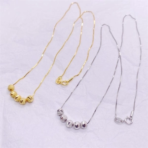 Elegant S925 sterling silver necklaces with frosted beads in gold and silver finish