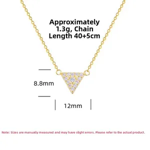 Détails du pendentif triangle en argent S925 avec zircon et info de taille 40+5cm