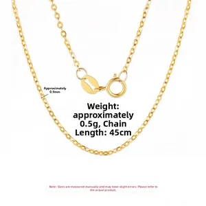 Detailed 0.9mm gold S925 sterling silver cross chain necklace showing clasp and dimensions