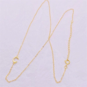 Elegant 18K gold plated S925 sterling silver alphabet letter C pendant necklace for women