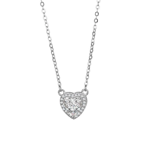 Collier Coeur en Argent Sterling S925 pour Femmes Chaîne de Clavicule Étincelante Incrustée de Zirconia Bijoux de Mode Minimaliste