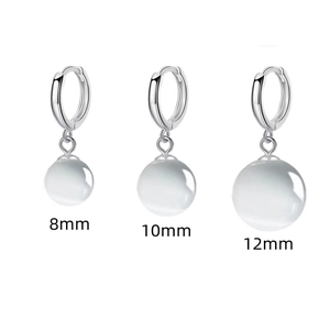 Size comparison of 8mm, 10mm, and 12mm S925 silver opal cat eye hoop earrings