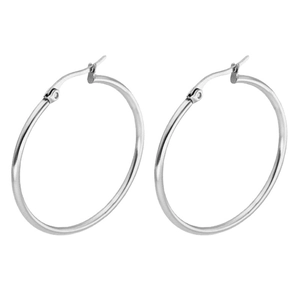 Polished S925 sterling silver hoop earrings in a minimalist classic round design