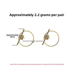 Detail view of gold S925 sterling silver geometric circle earrings with 20mm drop length
