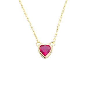 Collana con Pendente a Cuore in Argento Sterling 925 per Donna Strass Rosso Intarsiato Catena per Clavicola Gioielli Regalo San Valentino