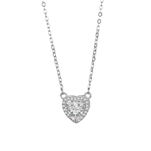 Luxueux collier pendentif cœur en argent sterling S925 avec des zircons brillants