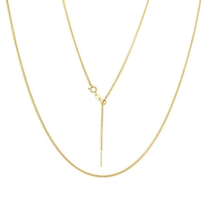 Chaîne réglable en argent sterling S925 avec perle dorée coulissante et pendentif aiguille