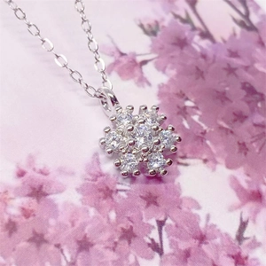 Elegante collana a fiocco di neve in argento S925 con brillanti zirconi cubici