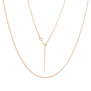 Adjustable S925 silver needle chain necklace with rose gold finish and sliding gold ball
