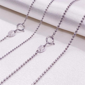 Collier chaîne à billes en argent sterling S925 avec fermoir à ressort et gravure S925