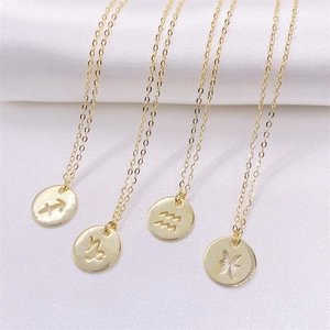 Collier en argent sterling 925 avec pendentif zodiaque évidé en finition dorée