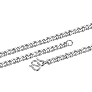 Polished S925 sterling silver Cuban chain necklace with vintage link design and S-hook clasp
