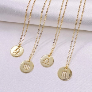 Colliers zodiaque en argent 925 avec pendentifs pièces dorées et symboles minimalistes