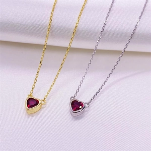Collane a cuore in argento S925 oro e argento con pietre centrali rosso rubino