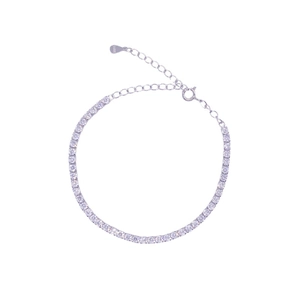 Classic S925 sterling silver tennis bracelet with sparkling round cubic zirconia stones
