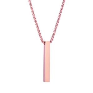 Pendentif barre verticale en or rose poli sur une chaîne vénitienne élégante