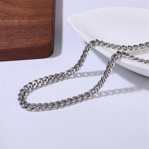 Classic S925 sterling silver Cuban link chain necklace with polished mirror finish for men