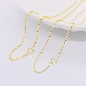 Elegant 18K gold plated S925 sterling silver bead chain necklace for women jewelry