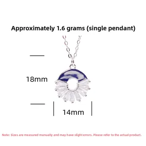 Macro view of S925 sterling silver sunflower pendant with 18mm height dimensions