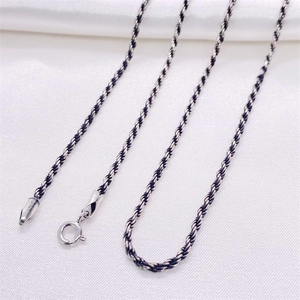Vintage S925 sterling silver rope chain necklace with oxidized finish and lobster clasp
