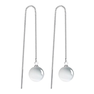 925 Sterling Silver Cat's Eye Stone Long Threader Earrings For Women Elegant Geometric Simple Box Chain Tassel Dangle Earrings Jewelry