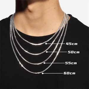 Sterling silver Cuban chain necklace length comparison chart for men showing 45 to 60cm