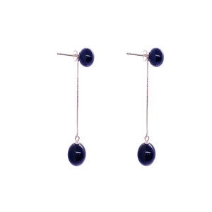 S925 Sterling Silver Black Agate Drop Earrings Fashion Long Chain Bead Ear Line Jewelry For Women Daily Wear Gift