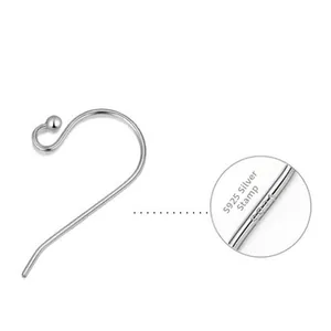 Close-up of S925 sterling silver ear wire with hallmark stamp and polished finish