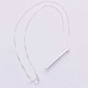 Collier avec pendentif barre rectangulaire en argent sterling S925 poli et chaîne box