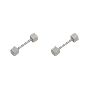 Orecchini a perno a cubo in argento S925 minimalisti con finitura a specchio lucida