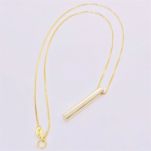 Collier minimaliste en argent 925 doré avec pendentif rectangulaire en forme de barre