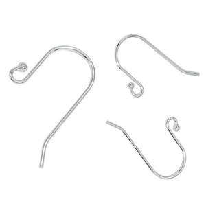 Three pieces of polished S925 sterling silver earring hooks with small bead details