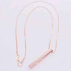 Collier barre minimaliste en argent sterling S925 or rose avec chaîne vénitienne