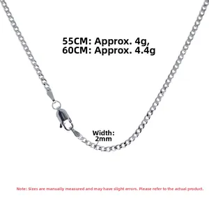 Macro detail of S925 sterling silver curb chain necklace with width and length specs